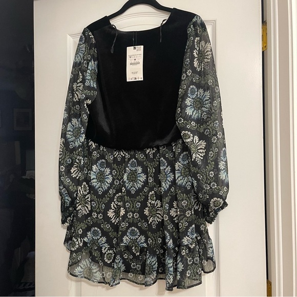 Zara Floral Mini Chiffon Dress with Vest, NWT - Picture 6 of 10